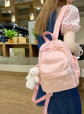 女生帆布小书包日系小清新双肩包韩版迷你糖果色旅行背包耐磨