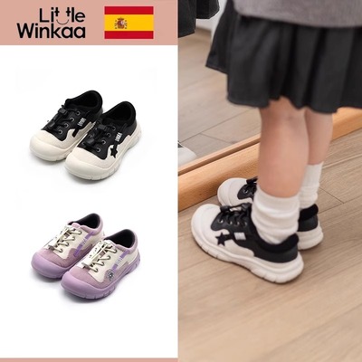 little winkaa灯芯绒撞色拼接星星运动鞋女童中大童宝宝鞋LW41058