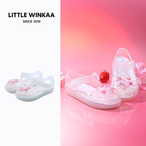 little winkaa甜筒小奶冻泡泡鞋夏季公主风透明包头防水女童凉鞋