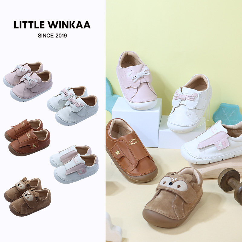 Little winkaa童鞋新款女童婴幼儿可爱猫咪蝴蝶结学步鞋平底板鞋