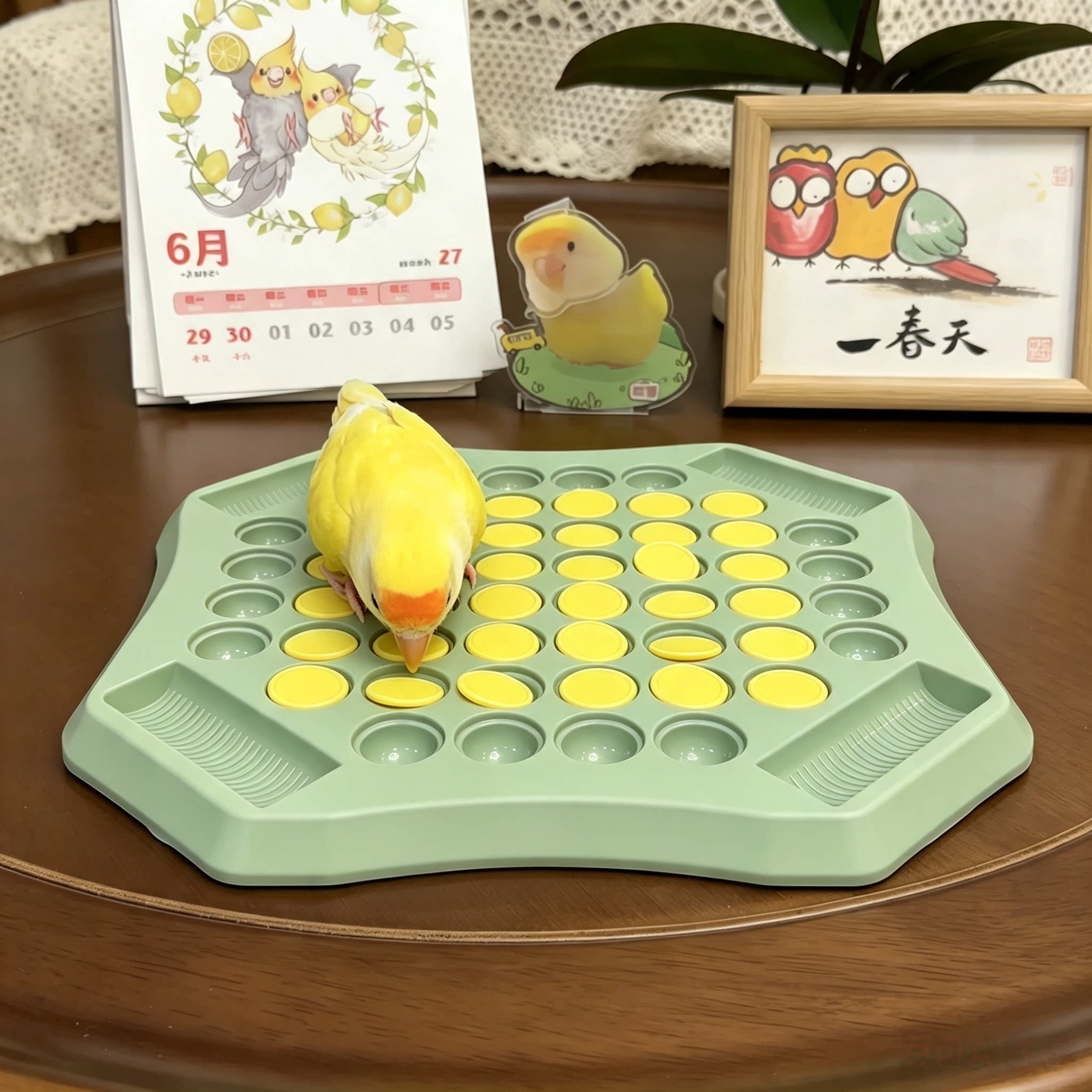 牡丹鹦鹉翻翻乐玩具互动觅食玩具益智翻转棋站板解闷自嗨训练用品