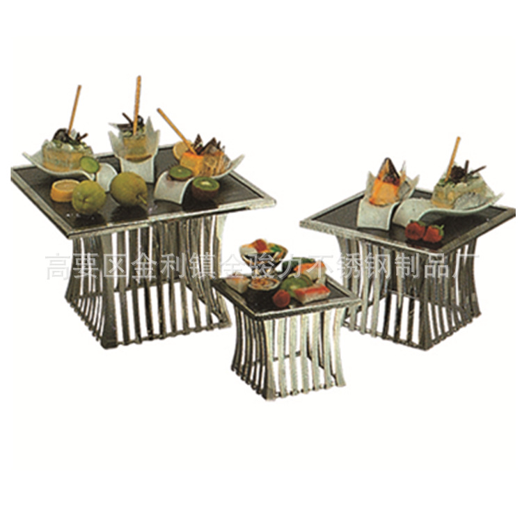 高档不锈钢方形展示架食物座寿司座蛋糕座 酒店酒吧自助餐用品