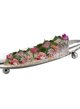 创意不锈钢船形果盘刺身盘 高档酒吧酒店KTV自助餐食物盘餐厨用品