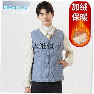 冬季男士羽绒棉马甲m加绒加厚保暖背心中老年内穿青少年学生坎肩,