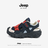 JEEP儿童包头凉鞋 男女童休闲鞋 魔术贴夏季 网面透气男孩运动跑步鞋