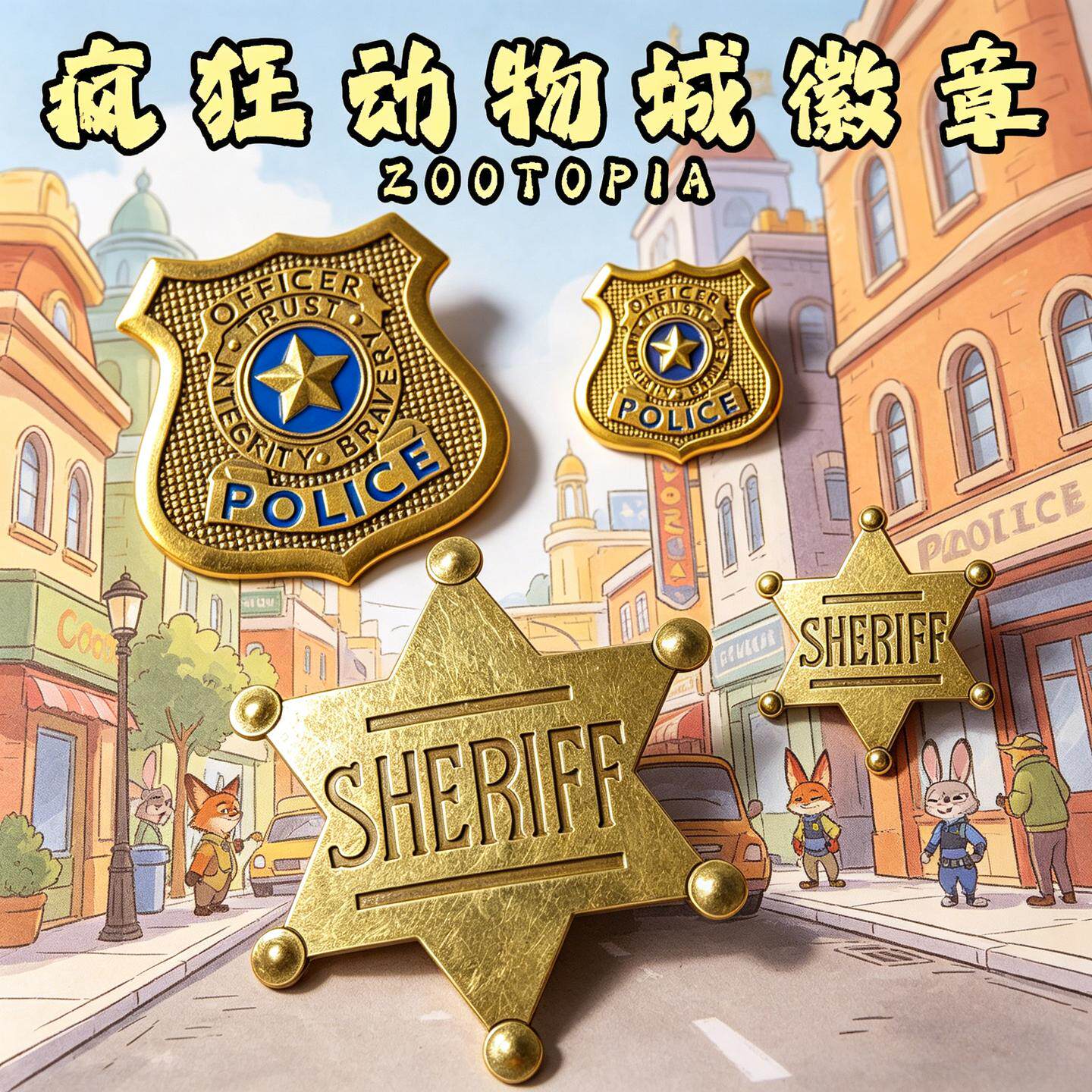 疯狂动物城朱迪兔子警官徽章胸针学生周边卡通男女书包二次元配饰
