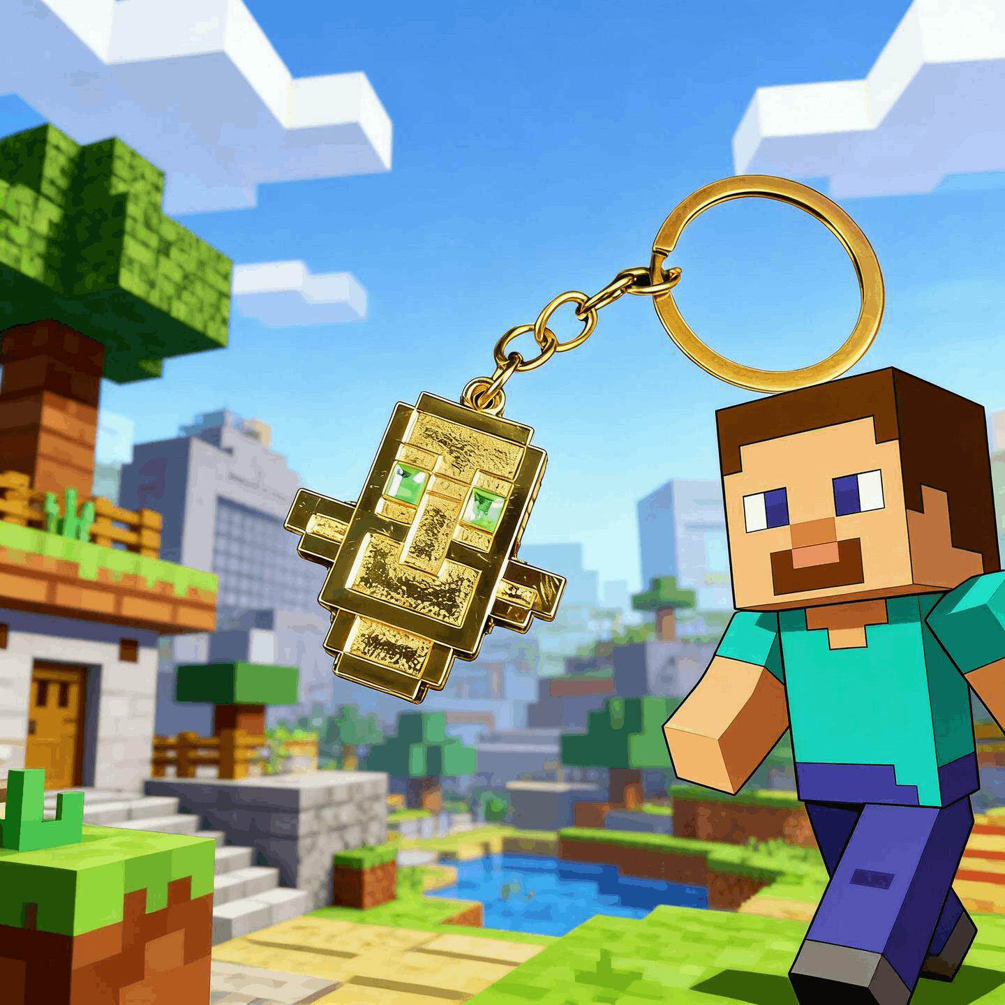 我的世界金属不死图腾钥匙扣游戏周边学生书包背包挂件礼物小挂饰