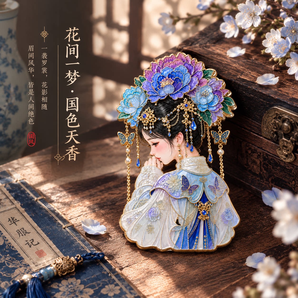 古风美人冰箱贴国风珐琅金属磁吸古装仕女冰箱装饰贴家居创意摆件