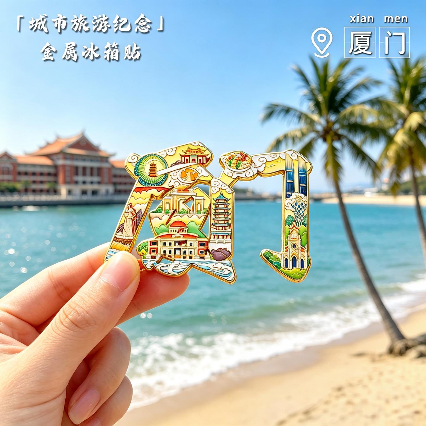 厦门文创冰箱贴鼓浪屿热门城市旅游纪念品伴手礼景点金属强磁吸贴