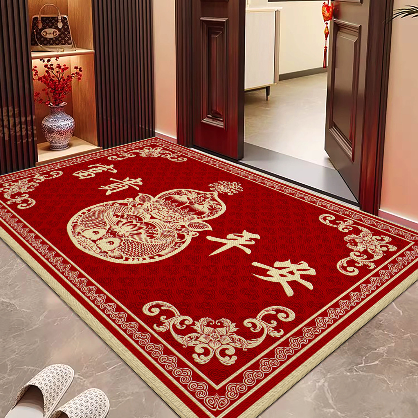 新年葫芦2026马年入户门地垫门垫进门口红色喜庆地毯防滑耐脏脚垫,居家布艺,入户地垫,淘宝优惠券,粉丝福利购,淘宝优惠卷