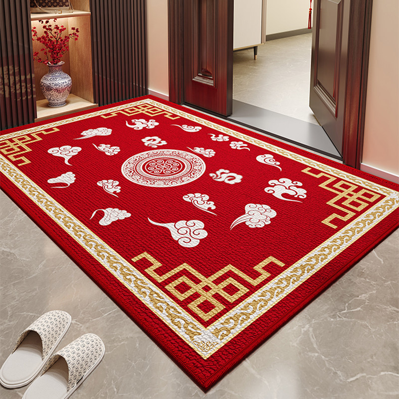 新中式入户门地垫红色脚垫进门口家用地毯可裁剪防滑玄关除尘门垫,居家布艺,入户地垫,淘宝优惠券,粉丝福利购,淘宝优惠卷