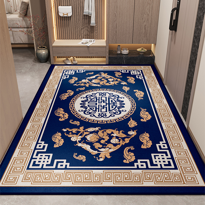 新中式入户门地垫2025新款防滑耐脏地毯可裁剪家用玄关进门蹭脚垫