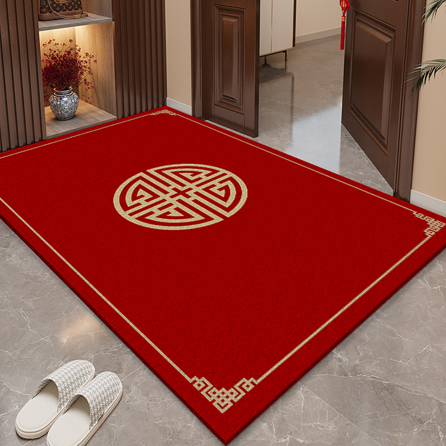 马年新款中式红色丝圈地垫入户2026新款过年地毯门垫防滑耐脏脚垫,居家布艺,入户地垫,淘宝优惠券,粉丝福利购,淘宝优惠卷