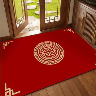 入户门地垫2026新款 高级门垫可定制进门脚垫 地毯喜庆红色地垫中式