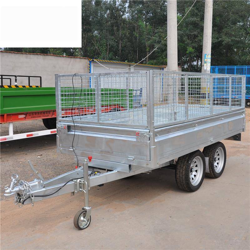 2吨汽车拖车热镀锌自卸拖车带网格汽车拖车动力单元升降