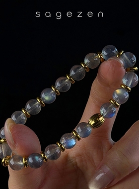 天然灰月光拉长石手串小众精致