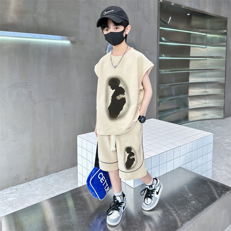 儿童装男童夏装背心套装2025新款中大童夏季运动夏款男孩帅气时髦