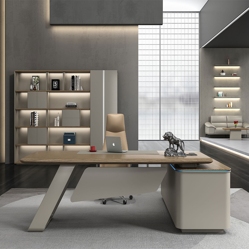 上海办公家具工厂直销简约现代时尚风格CEO总裁大班台老板办公桌