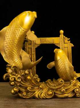 纯铜招财鱼跃龙门办公室年年有余客厅工艺礼品旺步步高升摆件宅鲤