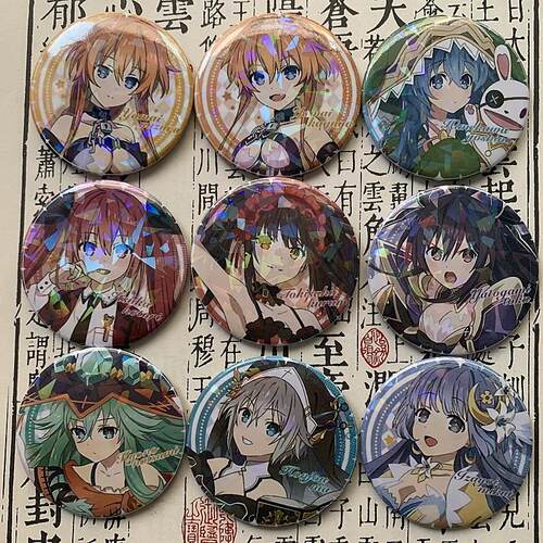 约会大作战周边时崎狂三十香四糸乃马口铁日谷底镭射碎玻璃徽章