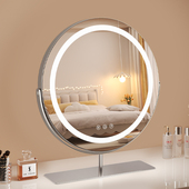 化妆镜带灯台式 桌面LED灯化妆镜旋转充电网红卧室智能补光镜子ins