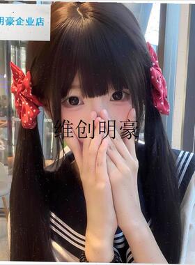 l日系少女红色波点蝴蝶结发夹头饰新款可爱jOk制服对夹元气儿童发