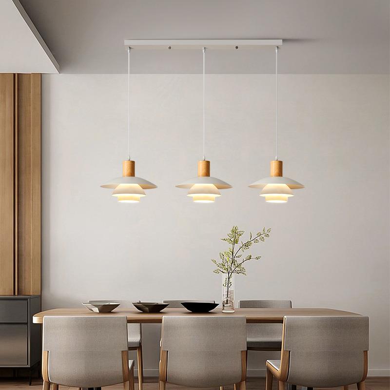 丹麦ph5餐厅吊灯飞碟设计师款北欧岛台原木奶油风中古吧台餐桌灯