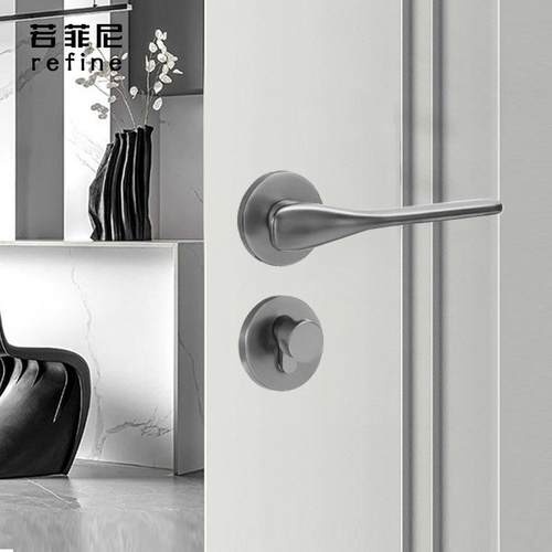 太空铝门锁室内卧室门把手灰色实木房门锁具磁吸执手锁厂现代静音
