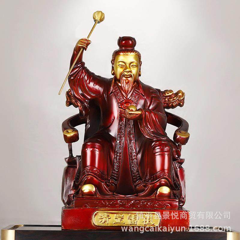 清罡雷祖摆件纯铜彩绘雷神供养铜像九天应元雷声普化天尊大号