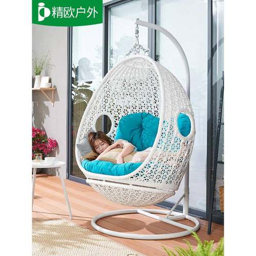 精欧户外阳台成人吊篮藤椅鸟巢吊椅室内家用双人秋千摇篮椅铝合金