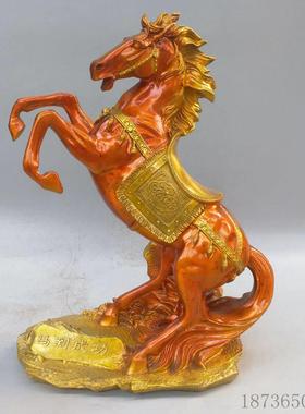 纯铜马立马生肖马到成功招财家居店铺办公室客厅铜器动物桌面摆件