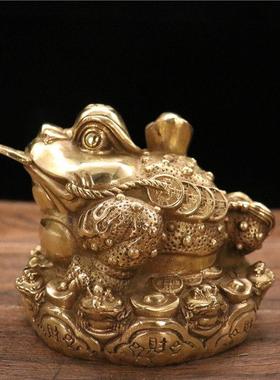 纯铜黄铜新款上市简约现代金蟾摆件家居客厅玻璃罩店铺开业礼品