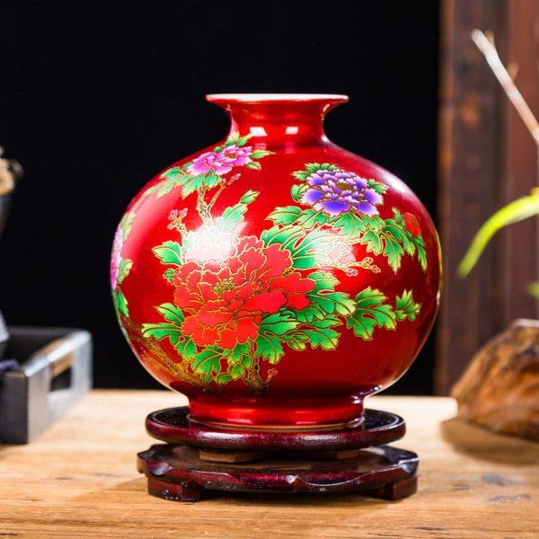 粉工艺品家居装饰摆件博古架花瓶陶瓷客厅酒柜摆设客厅彩现代中式