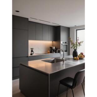 304不锈钢台面防刮花定制橱柜实心台面板厨房5mm灶台水槽一体岛台