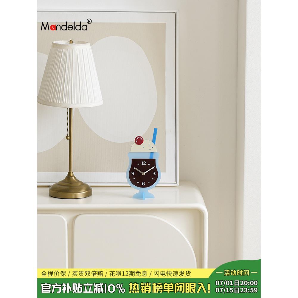 Mandelda轻奢办公室客厅装饰品酒柜创意桌面时钟表摆件高级感小众