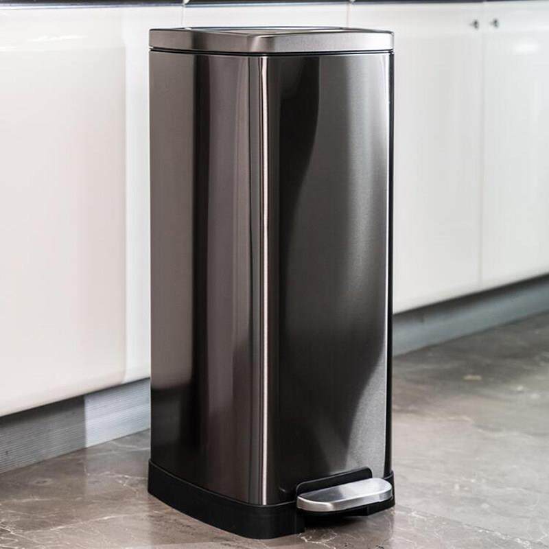 脚踏式不锈钢大容量垃圾桶酒店厨房静音减速户外大50L翻盖垃圾桶F