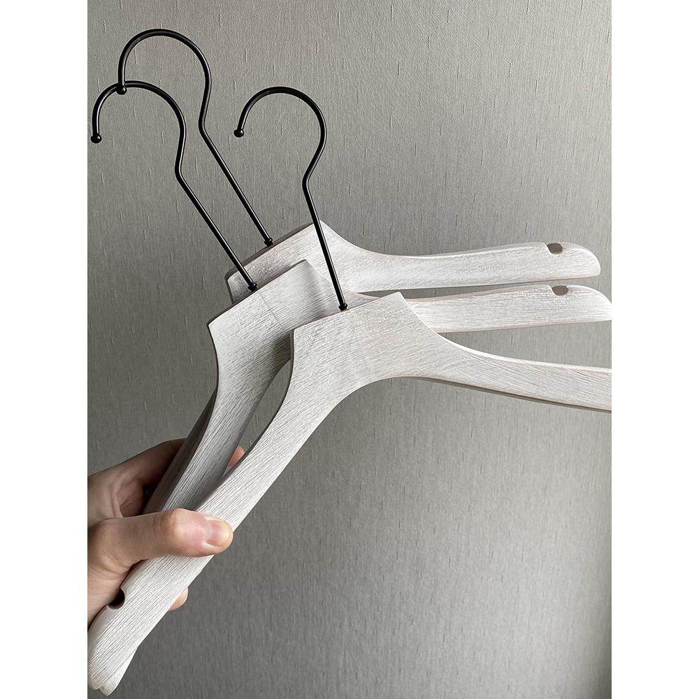 2024新韩式水洗白刷旧白色实木衣架服装店男女婚纱挂买手店