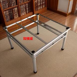 桌子架不锈钢大理石桌架子圆角空架子正方形烧烤方桌双层餐桌框架