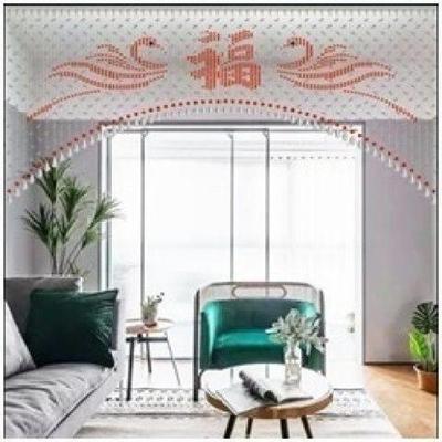 水晶珠帘走廊天鹅客厅隔断半截结婚福字厕所过道阳台新年门帘吊饰