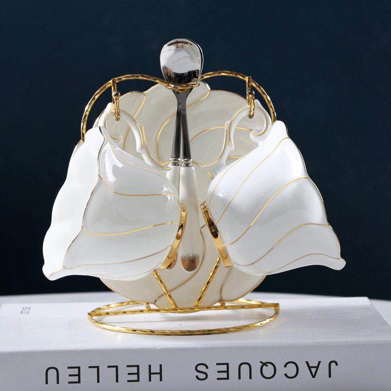 欧式陶瓷杯咖啡杯套装 家用高档金边创意骨瓷咖啡杯碟勺带架子,餐饮具,咖啡杯,淘宝优惠券,粉丝福利购,淘宝优惠卷