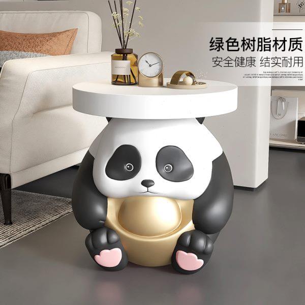 可爱熊猫落地摆件客厅茶几托盘沙发旁边几卧室床头柜乔迁新居礼品