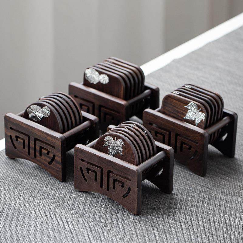 黑檀木锡杯垫茶道禅意中式实木茶垫防水家用茶台隔热功夫茶具配件,餐饮具,茶道/零配,淘宝优惠券,粉丝福利购,淘宝优惠卷