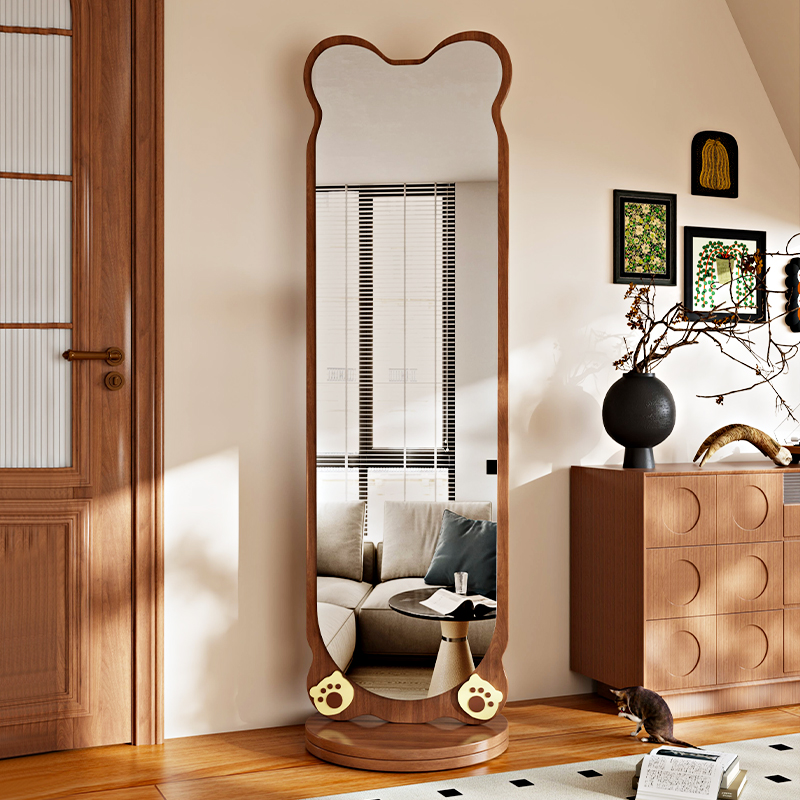 实木全身镜落地镜可旋转移动试衣
