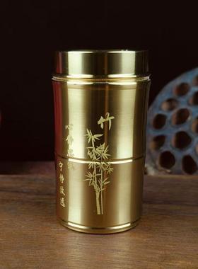 黄铜牙签罐创意高档竹子牙签盒便携式卧室餐厅客厅防尘耐摔牙签盒