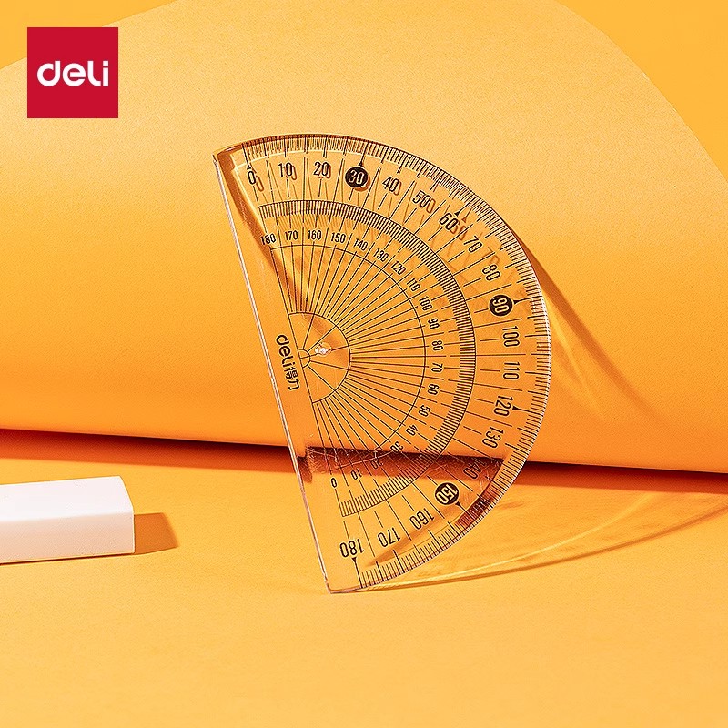 得力量角器学生用单个量角器三角板套装初中生小学生用数学几何绘图工具三角尺量角器半圆高中生大学制图绘图