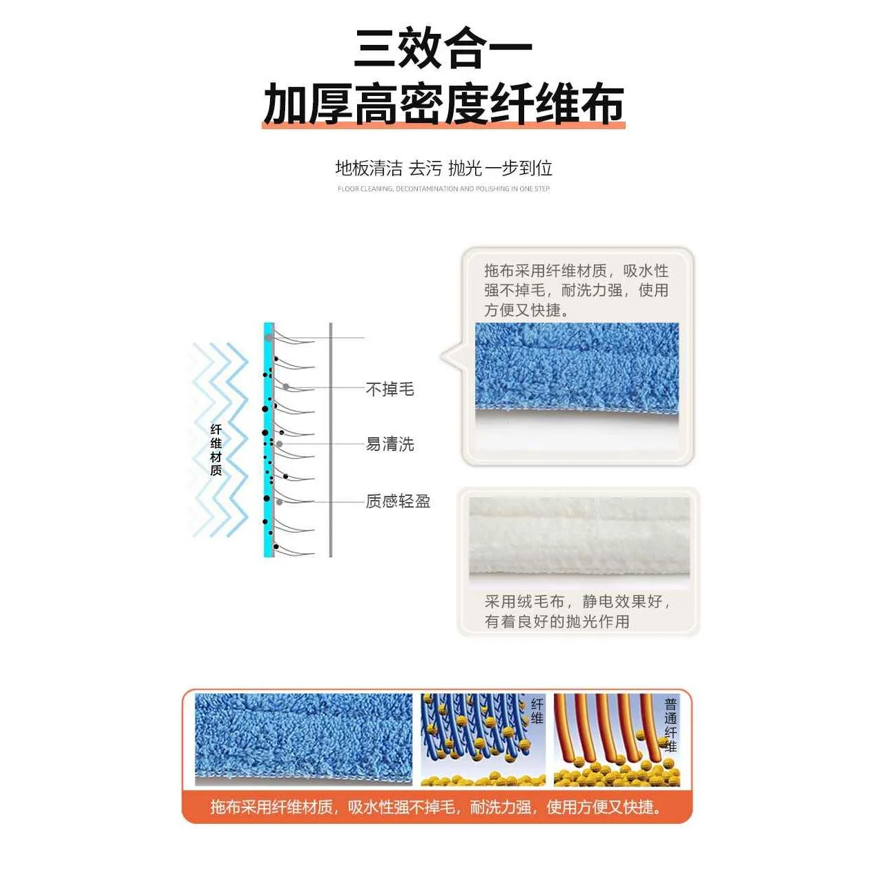 涤太太加大号平板拖把家用瓷砖木地板清洁神器干湿两用粘扣式新款