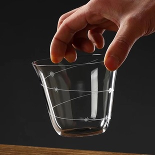 咖啡杯鸡尾酒杯 宽口径家用果汁日式 酒吧商店新品 星轨玻璃杯高矮款