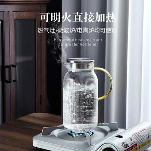 玻璃冷水壶凉水壶家用耐高温凉水杯耐热防爆大容量凉白开茶壶马小