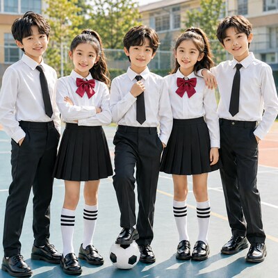 儿童白衬衫男童幼儿园短袖小学生表演出校服女童纯白色衬衣套装