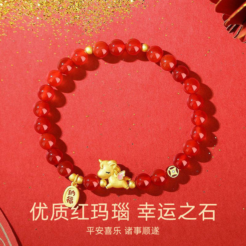 普陀山红玛瑙纯银手串女S925银